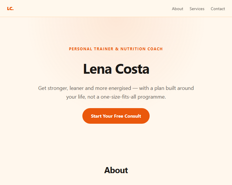 Fitness coach portfolio template