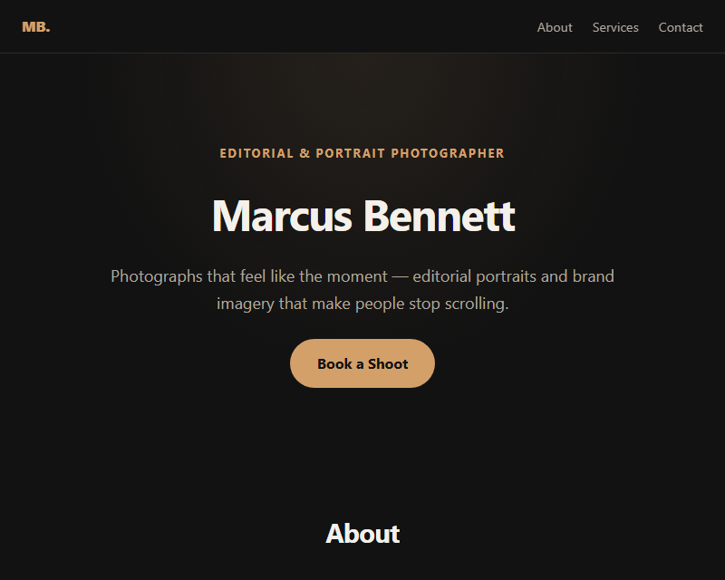 Photographer portfolio template