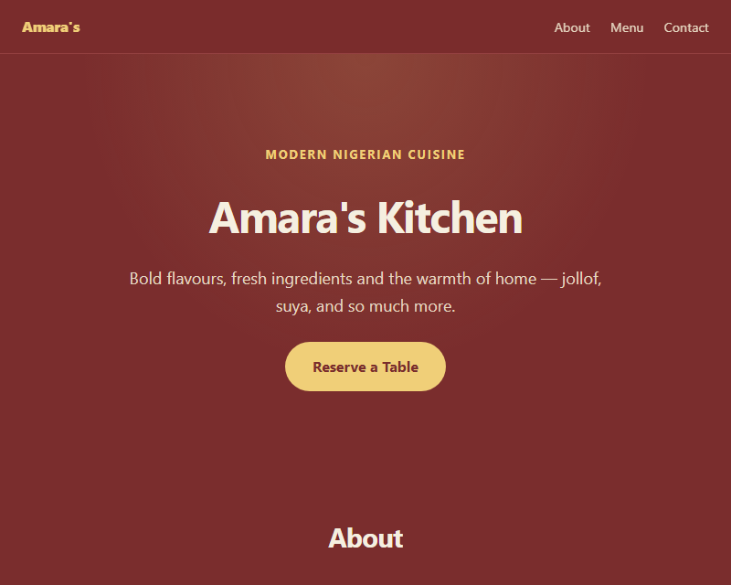 Restaurant portfolio template